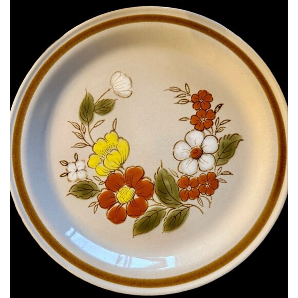 Mountain Wood Collection Stoneware Trellis Blossom 10.5" Dinner Plates 5 - Picture 5 of 11